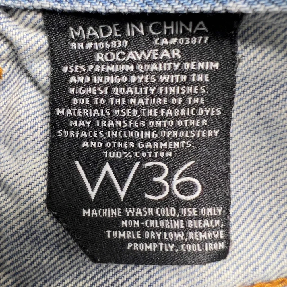Rocawear Jeans Mens 36 Y2K Baggy Straight Cargo Flap Pocket Light Wash Skater
